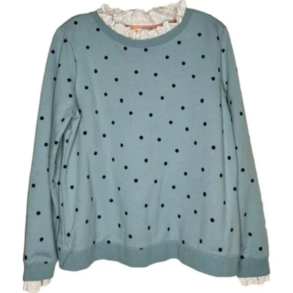 Boden Light Blue Polka Dot Sweatshirt - Picture 2 of 9